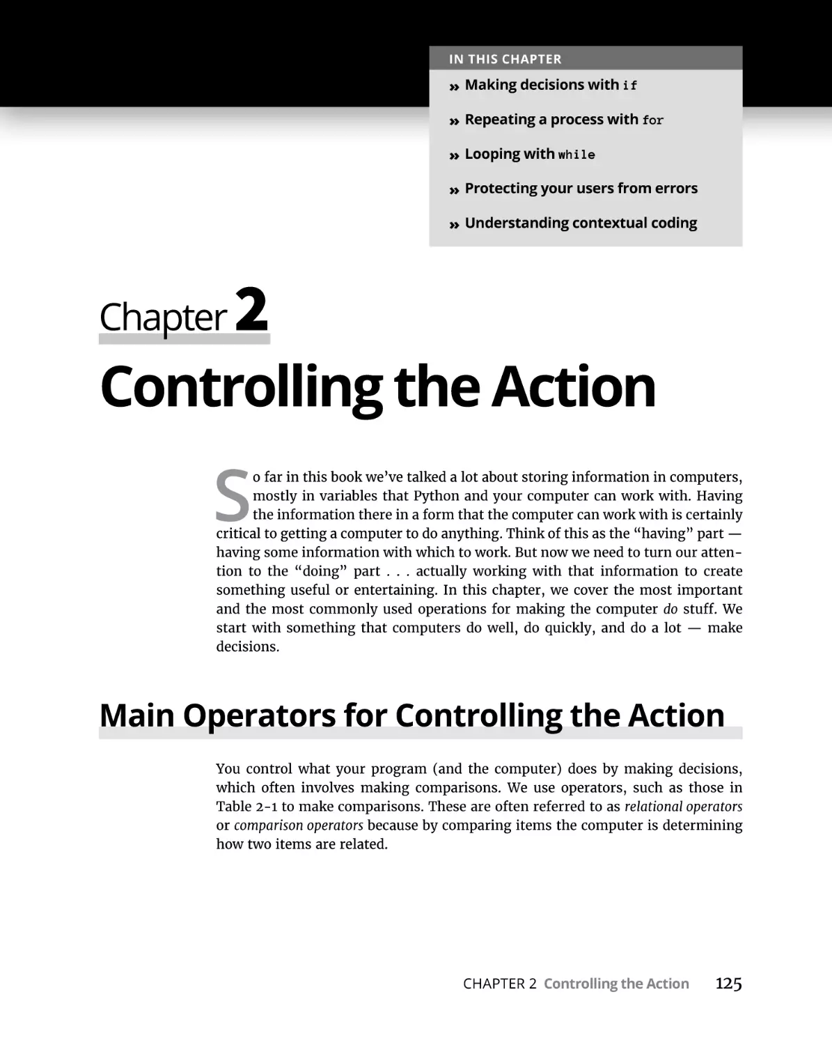 Chapter 2 Controlling the Action
Main Operators for Controlling the Action