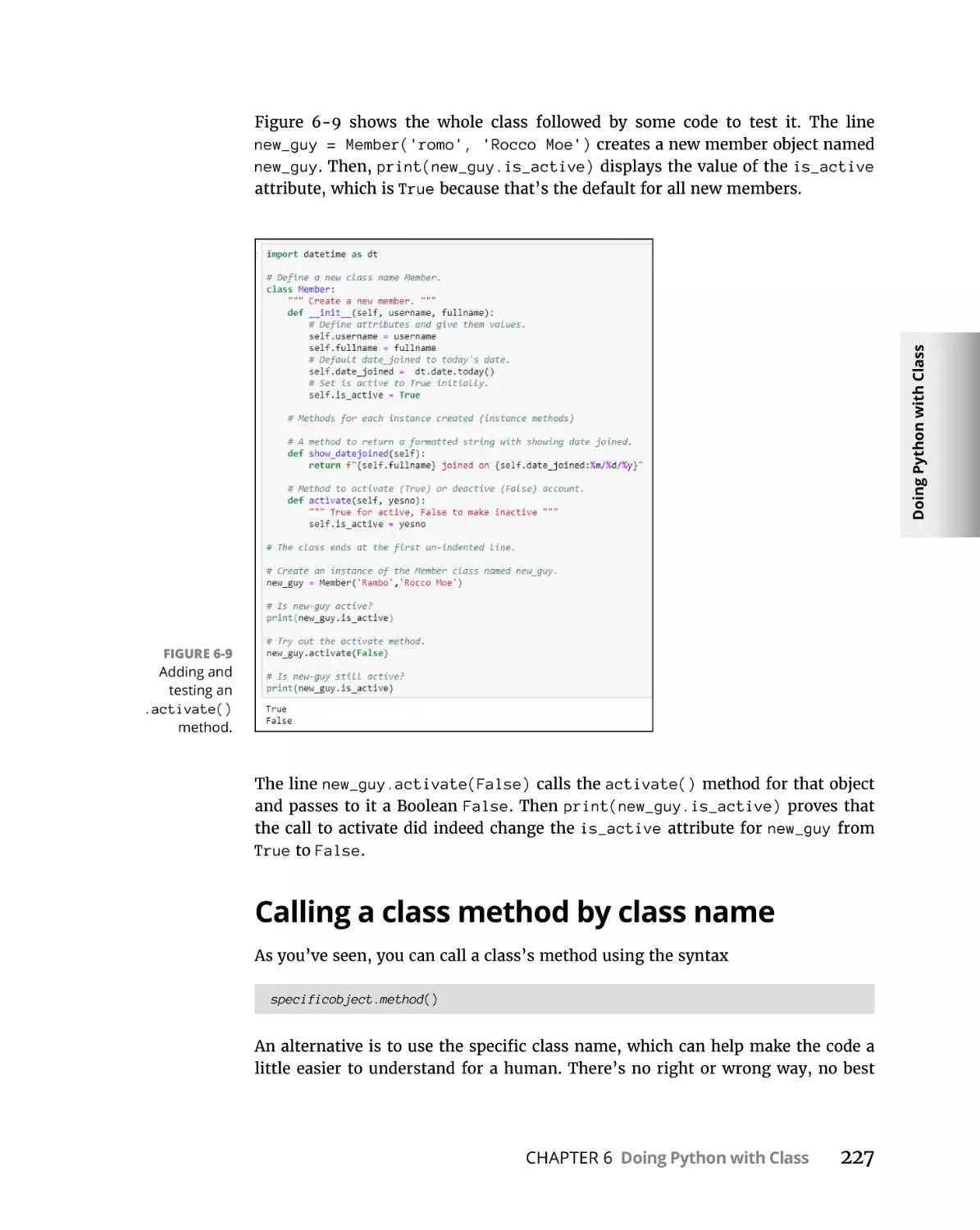 Calling a class method by class name