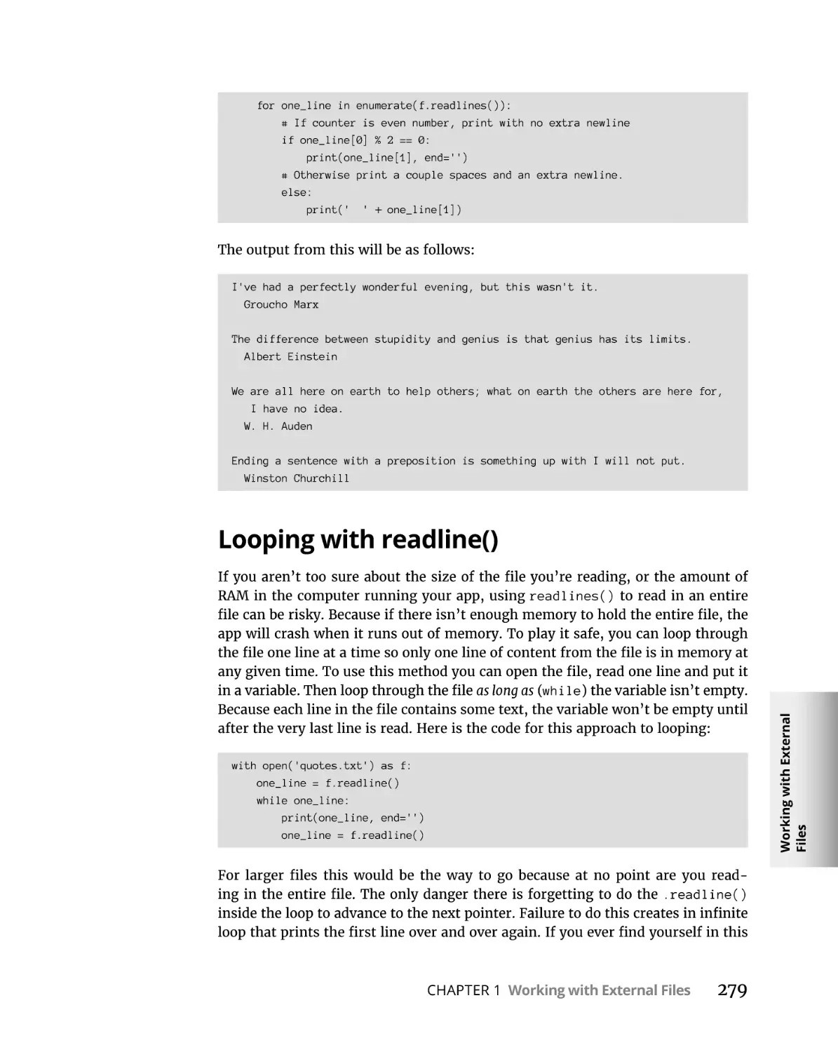 Looping with readline()