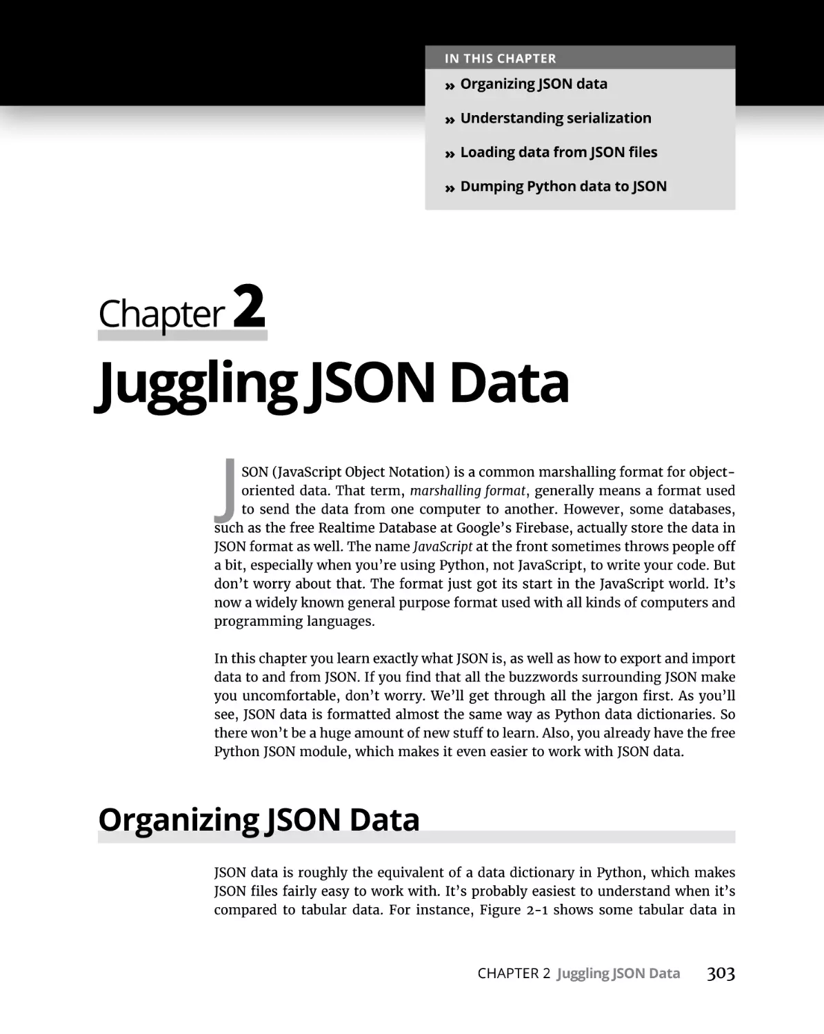 Chapter 2 Juggling JSON Data
Organizing JSON Data