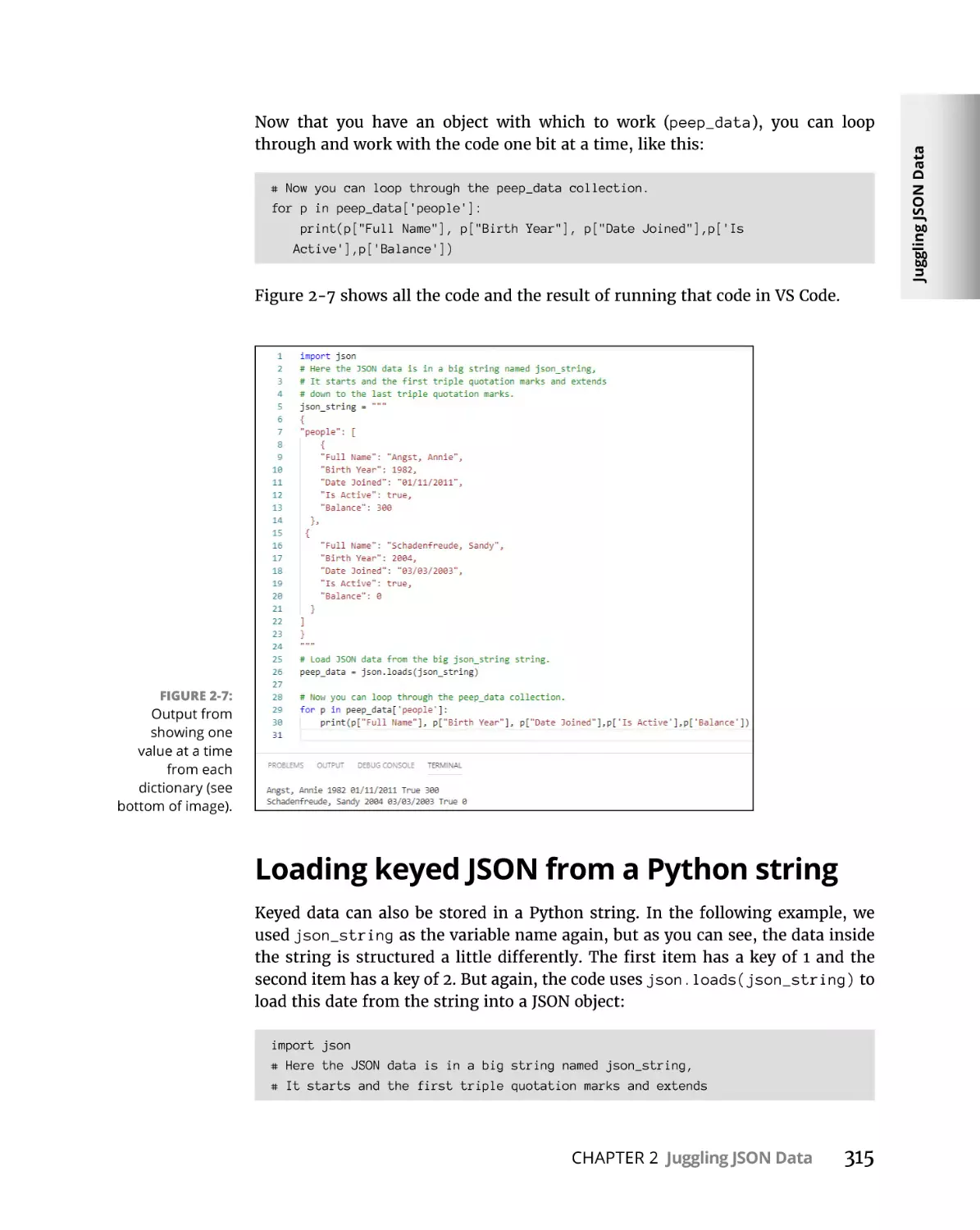 Loading keyed JSON from a Python string