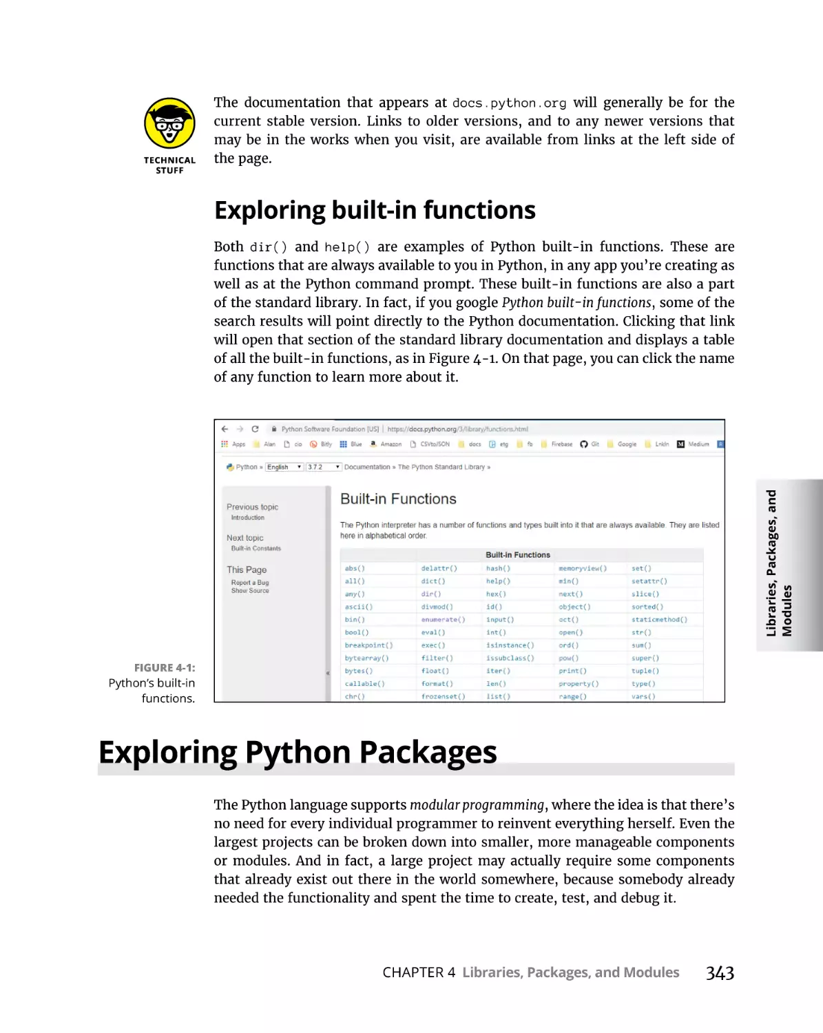 Exploring built-in functions
Exploring Python Packages