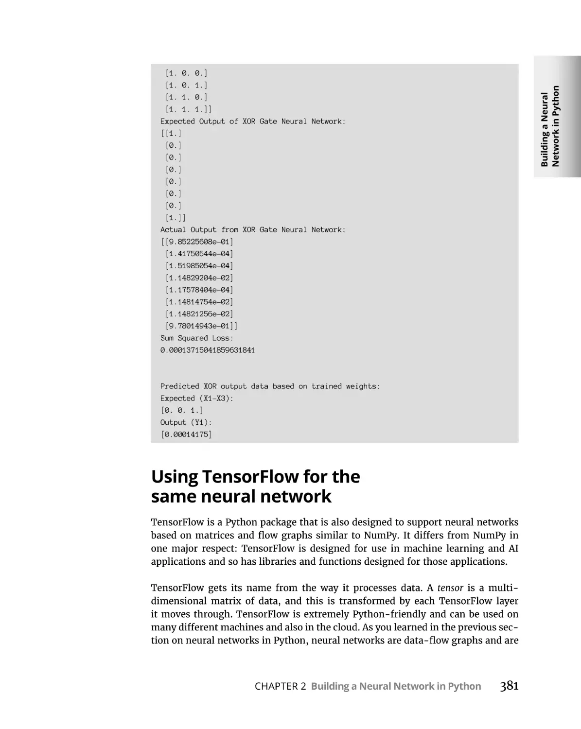 Using TensorFlow for the same neural network