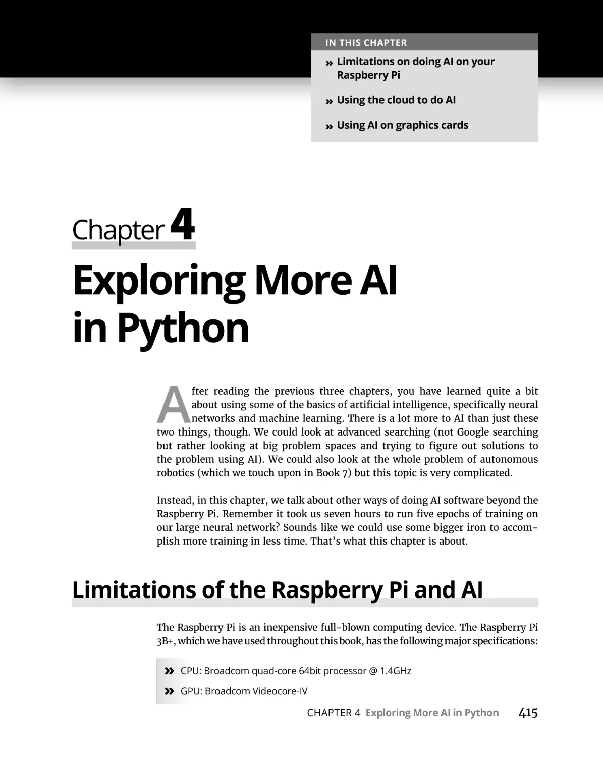 Chapter 4 Exploring More AI in Python
Limitations of the Raspberry Pi and AI