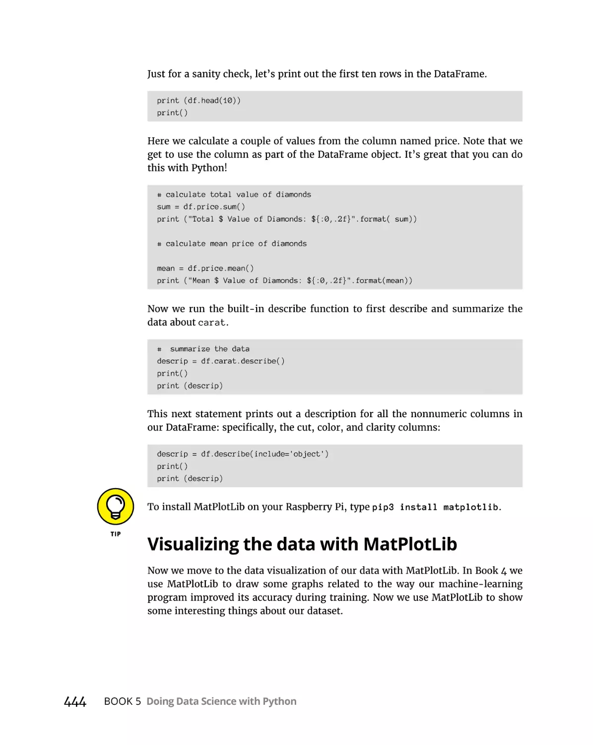 Visualizing the data with MatPlotLib