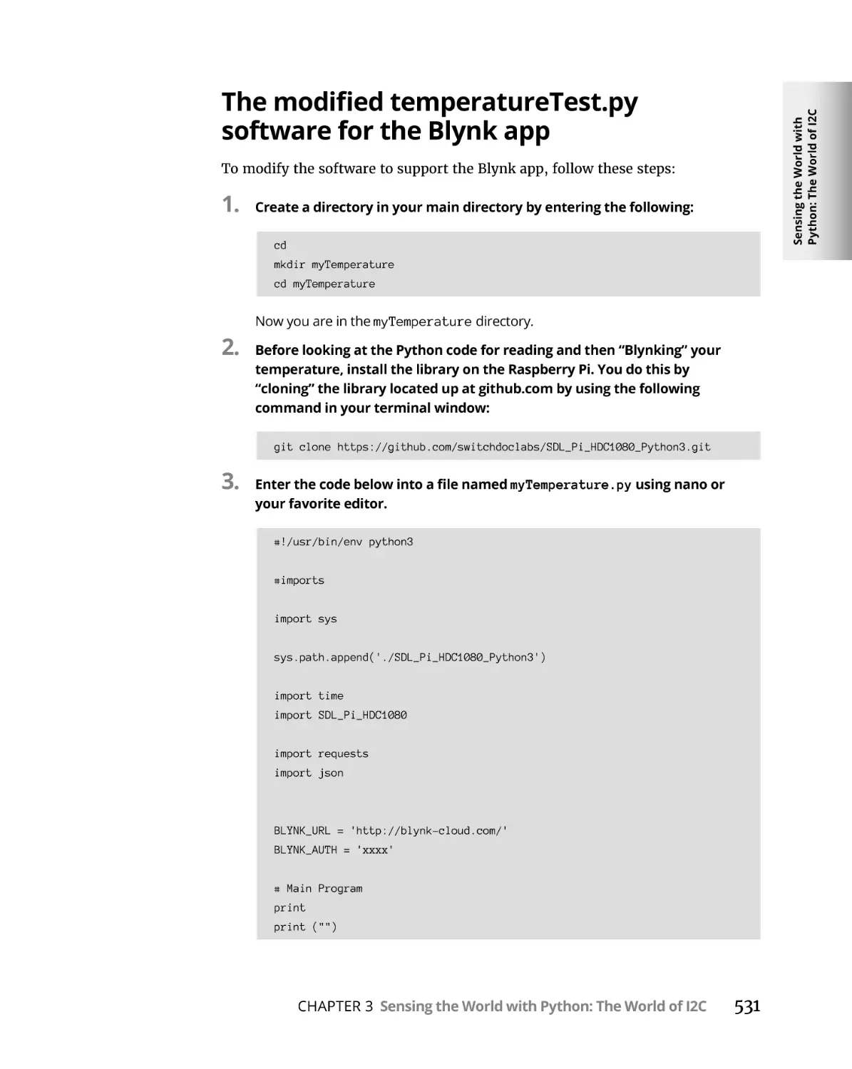 The modified temperatureTest.py software for the Blynk app
