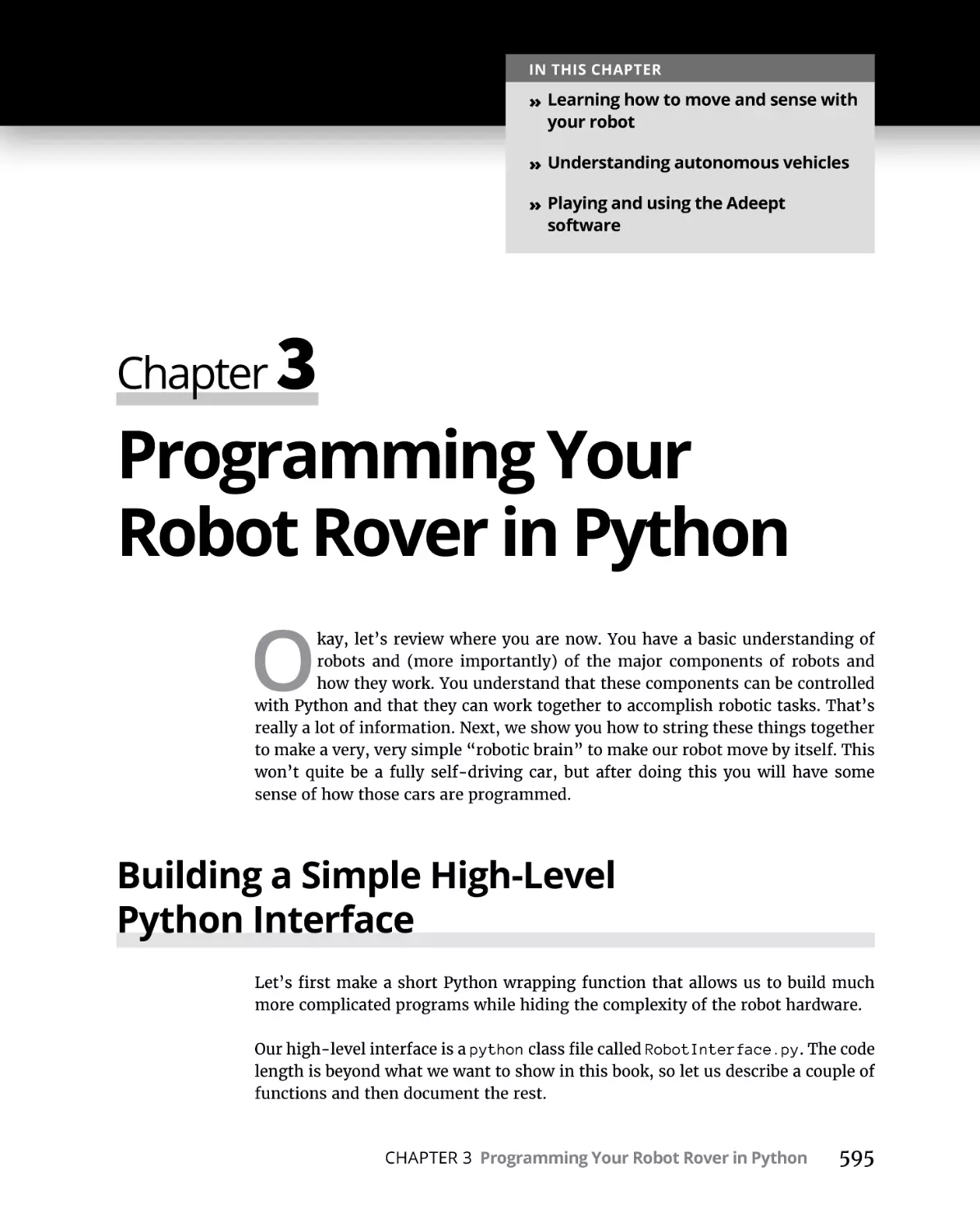 Chapter 3 Programming Your Robot Rover in Python
Building a Simple High-Level Python Interface