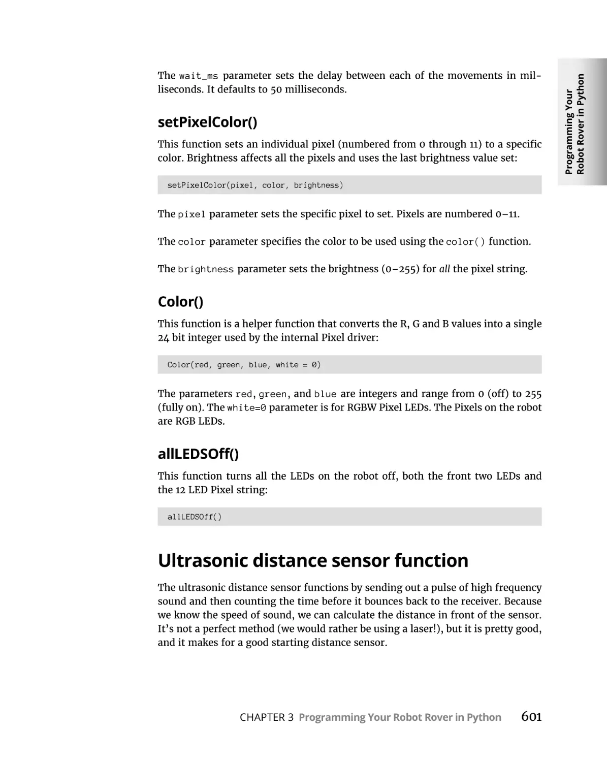 Ultrasonic distance sensor function