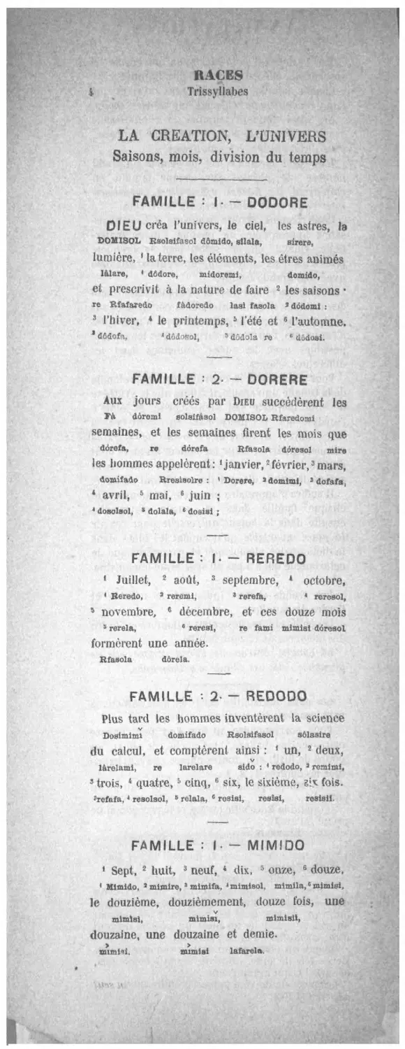Races. Trisyllabes