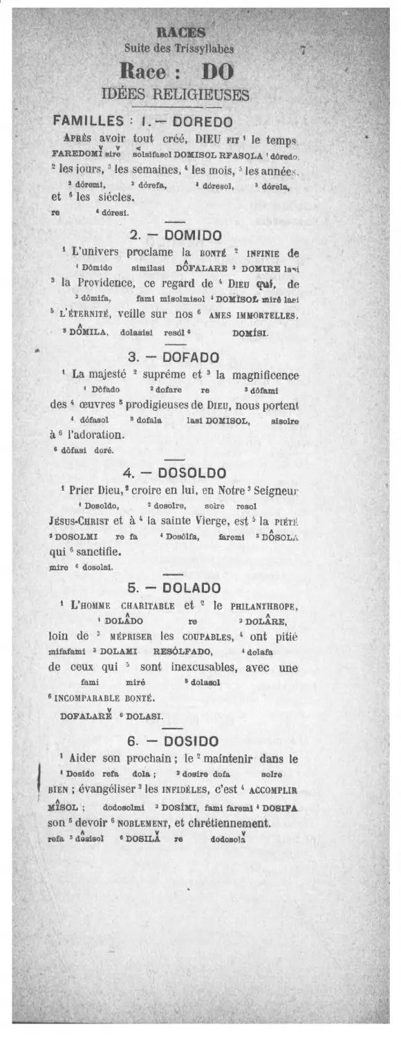 Races. Suite des Trissyllabes