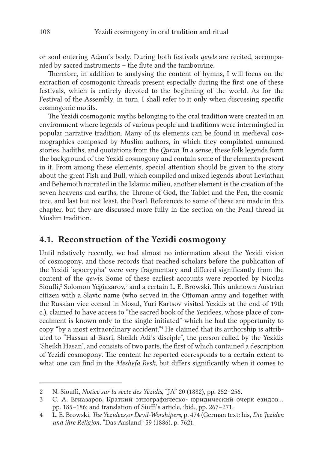 4.1. Reconstruction of the Yezidi cosmogony