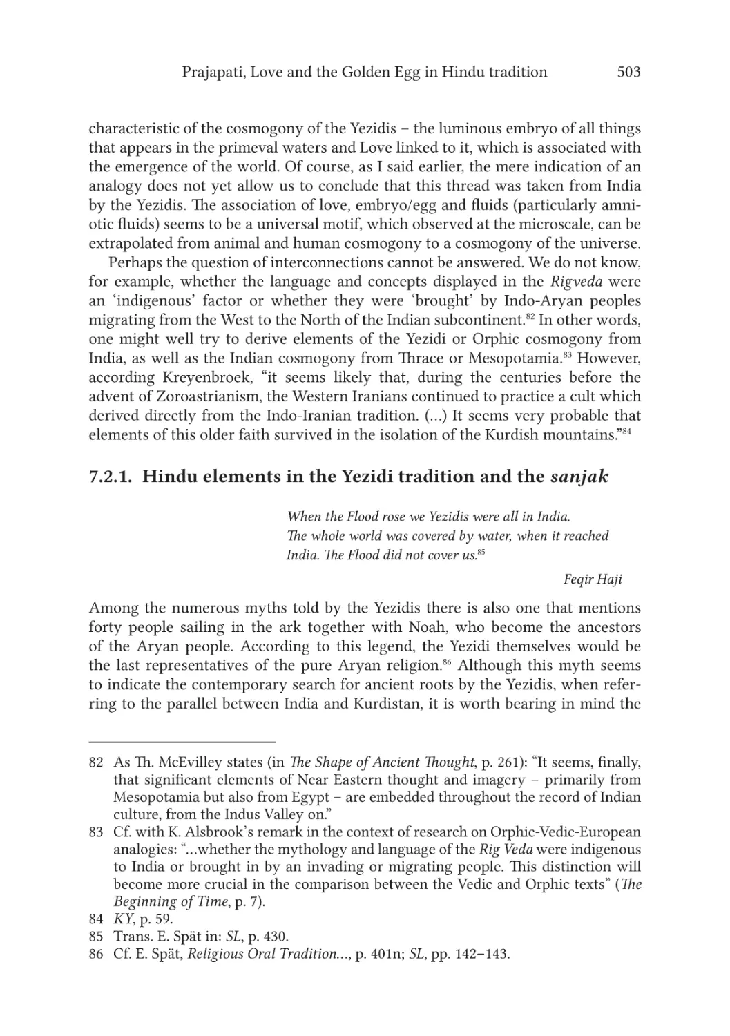 7.2.1. Hindu elements in the Yezidi tradition and the sanjak