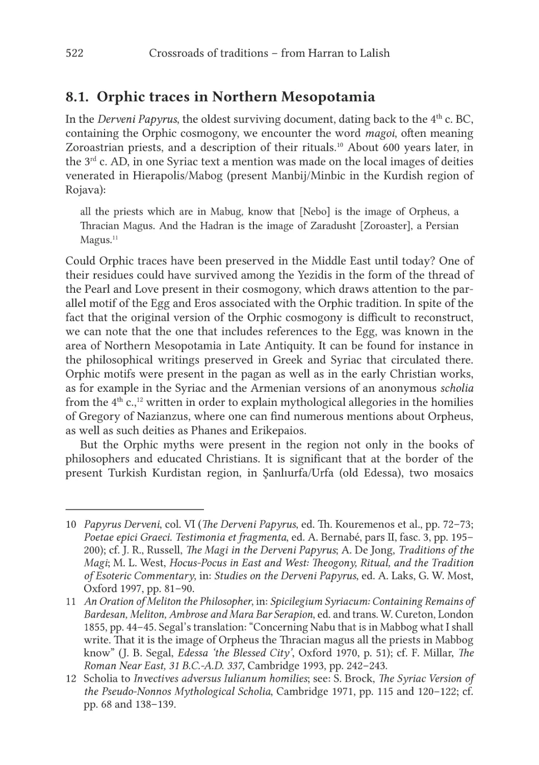 8.1. Orphic traces in Northern Mesopotamia