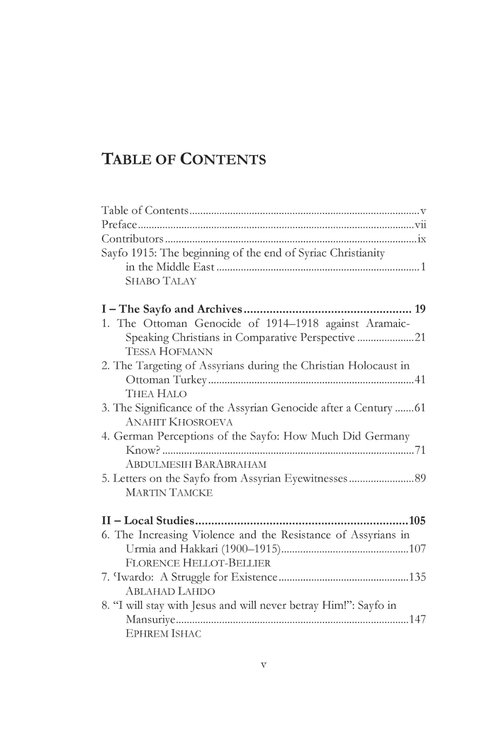 TABLE OF CONTENTS