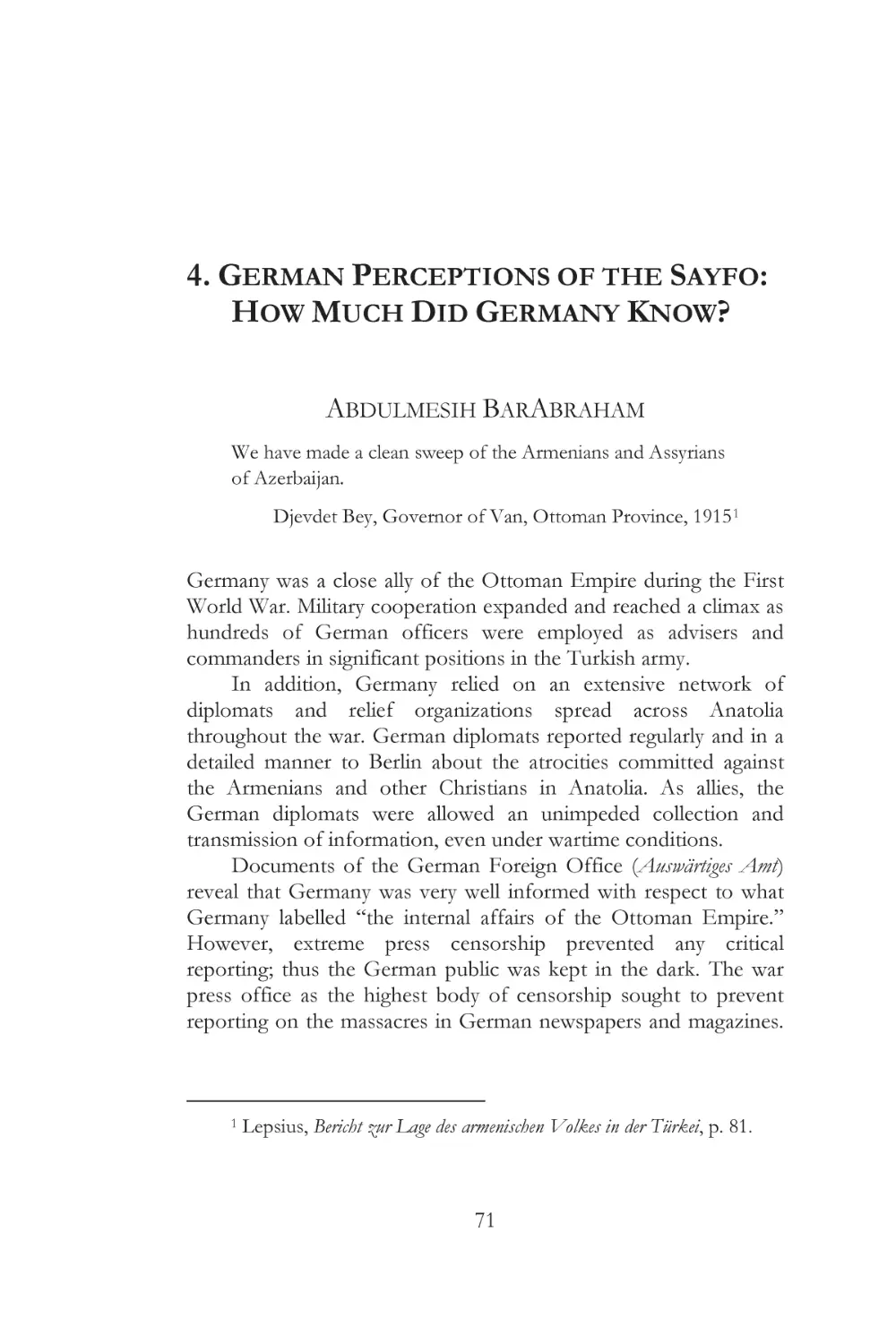 4. GERMAN PERCEPTIONS OF THE SAYFO