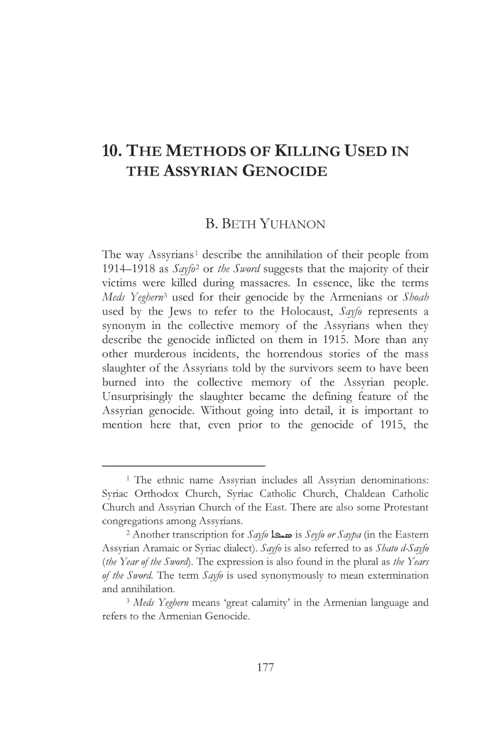 10. THE METHODS OF KILLING USED IN THE ASSYRIAN GENOCIDE