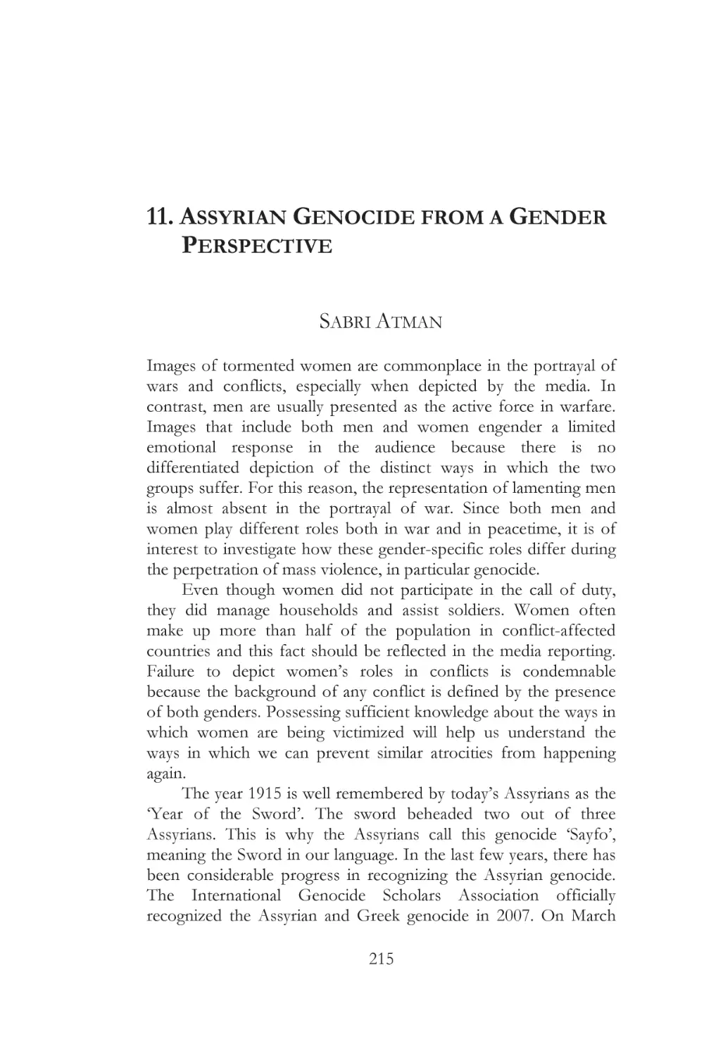 11. ASSYRIAN GENOCIDE FROM A GENDER PERSPECTIVE