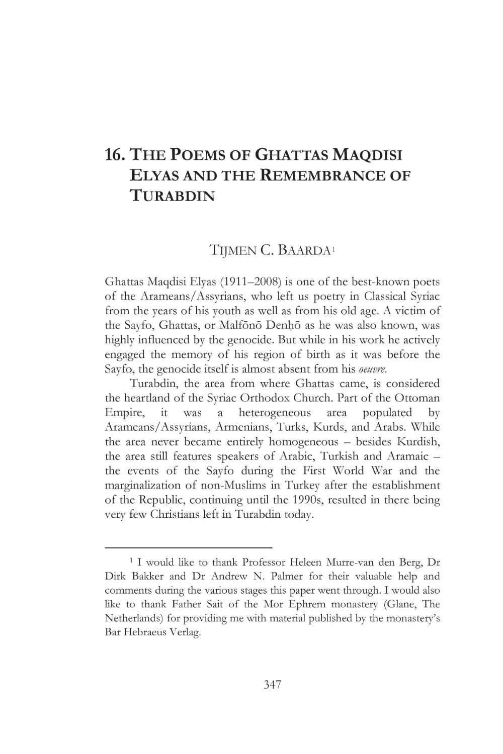 16. THE POEMS OF GHATTAS MAQDISI ELYAS AND THE REMEMBRANCE OF TURABDIN