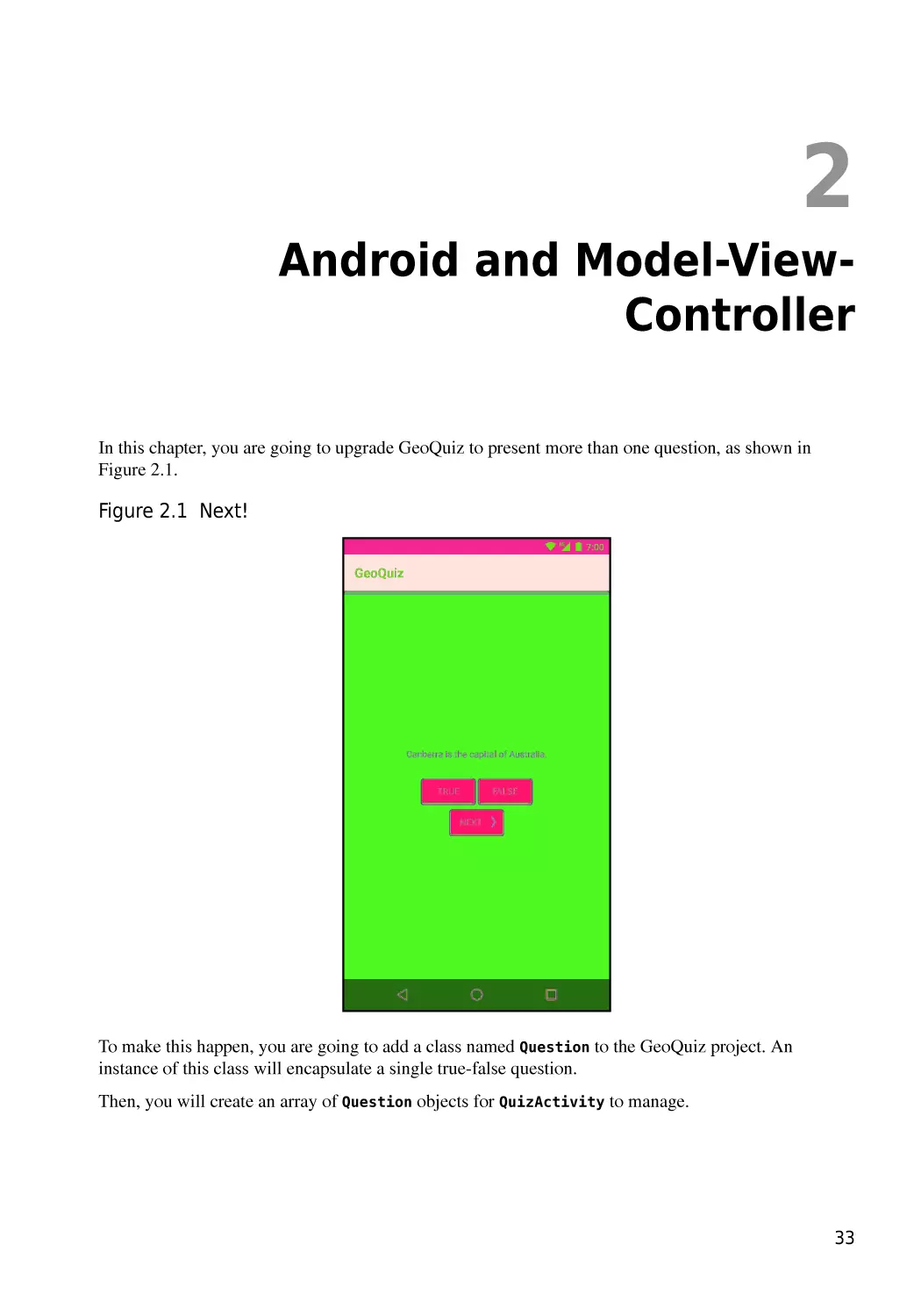 Chapter 2  Android and Model-View-Controller