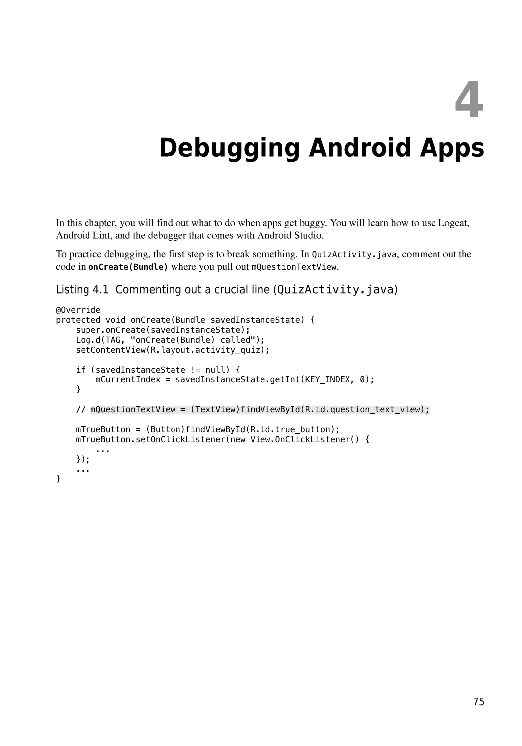Chapter 4  Debugging Android Apps