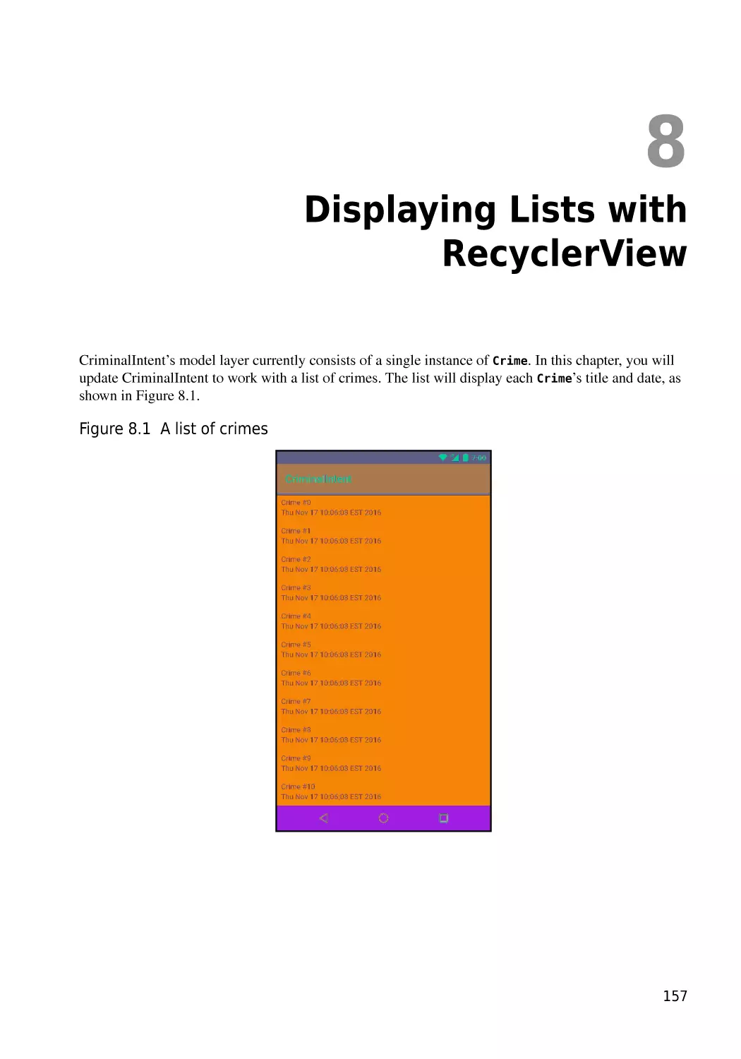Chapter 8  Displaying Lists with RecyclerView