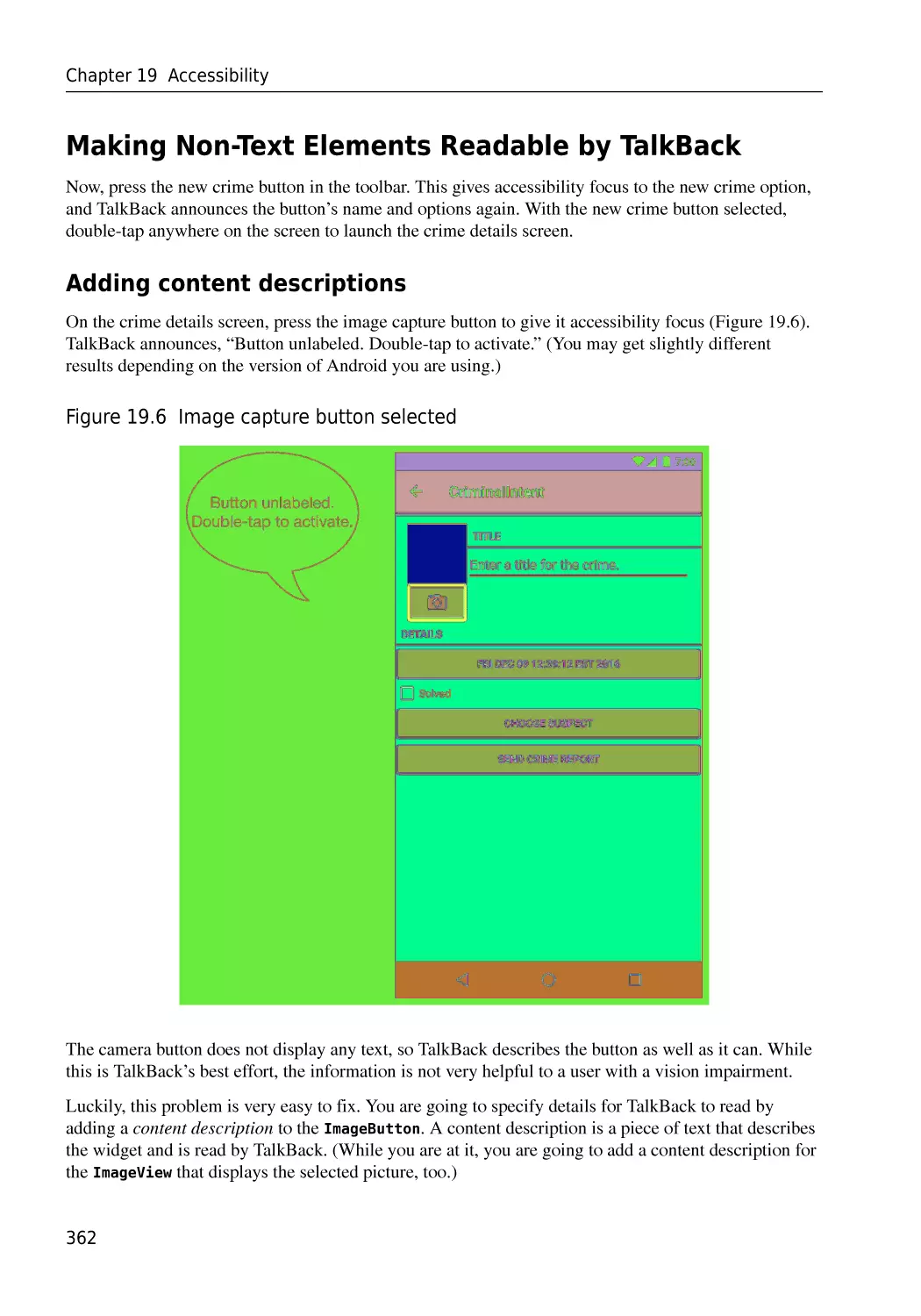 Making Non-Text Elements Readable by TalkBack
Adding content descriptions