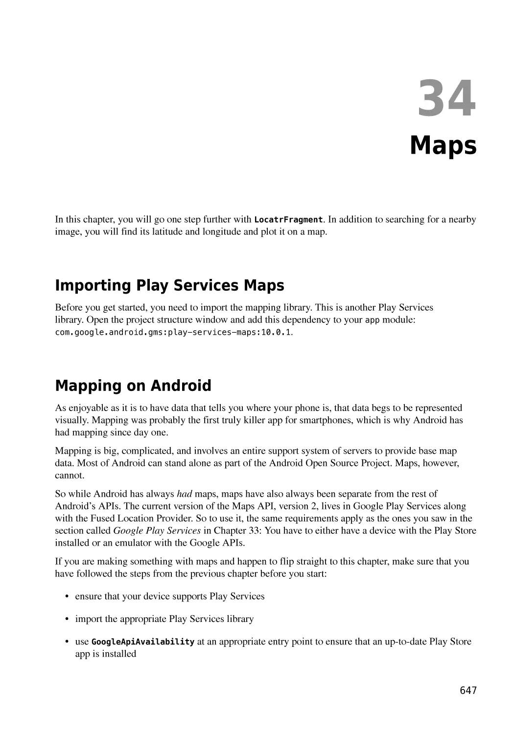 Chapter 34  Maps
Importing Play Services Maps
Mapping on Android