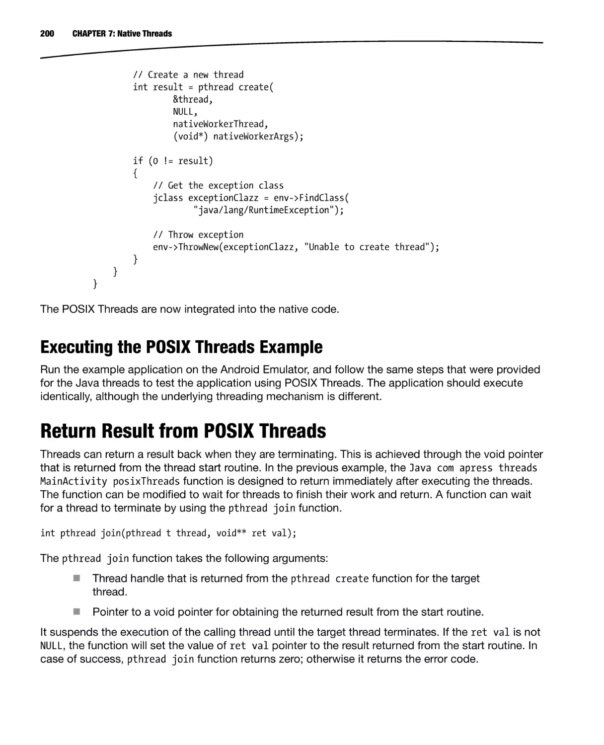Executing the POSIX Threads Example
Return Result from POSIX Threads