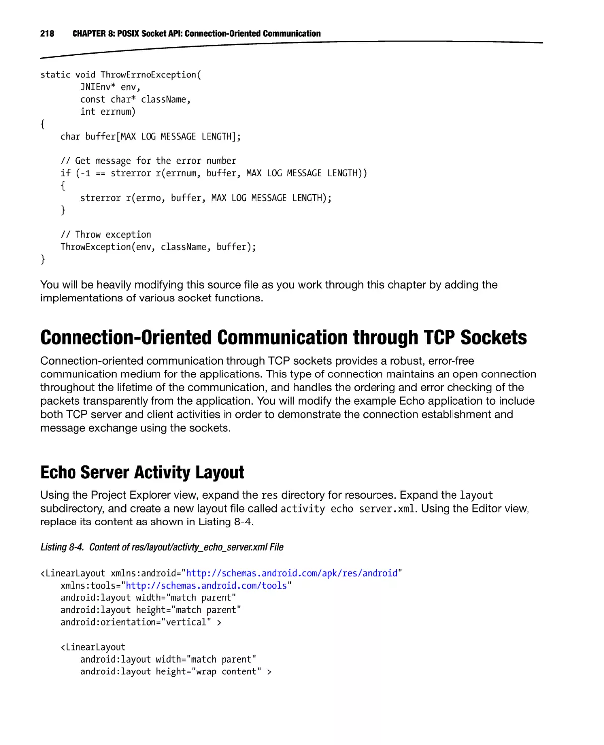 Connection-Oriented Communication through TCP Sockets
Echo Server Activity Layout