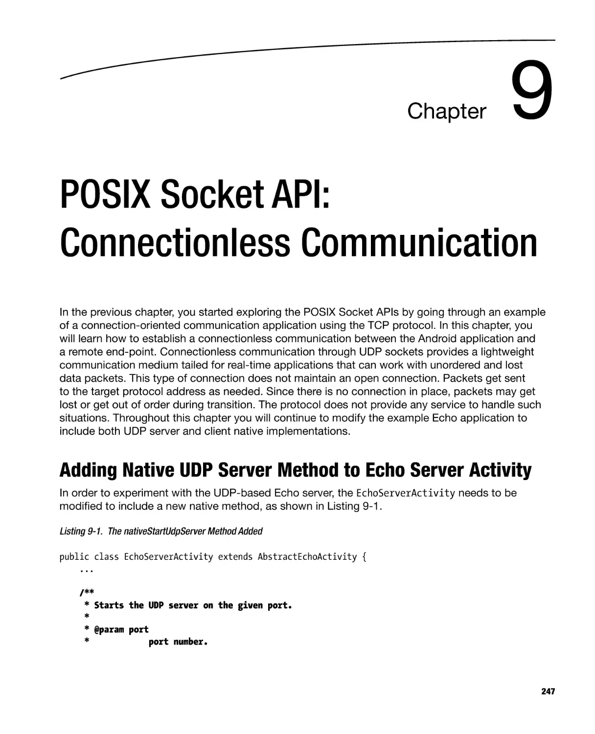 Chapter 9
Adding Native UDP Server Method to Echo Server Activity