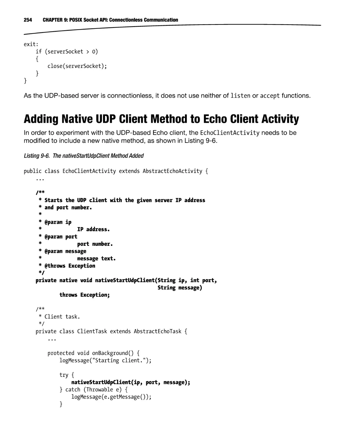 Adding Native UDP Client Method to Echo Client Activity