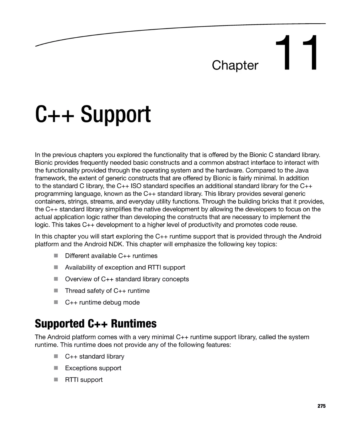 Chapter 11
Supported C++ Runtimes
