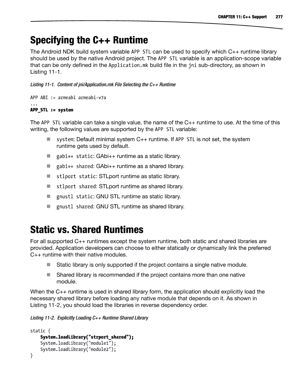 Specifying the C++ Runtime
Static vs. Shared Runtimes