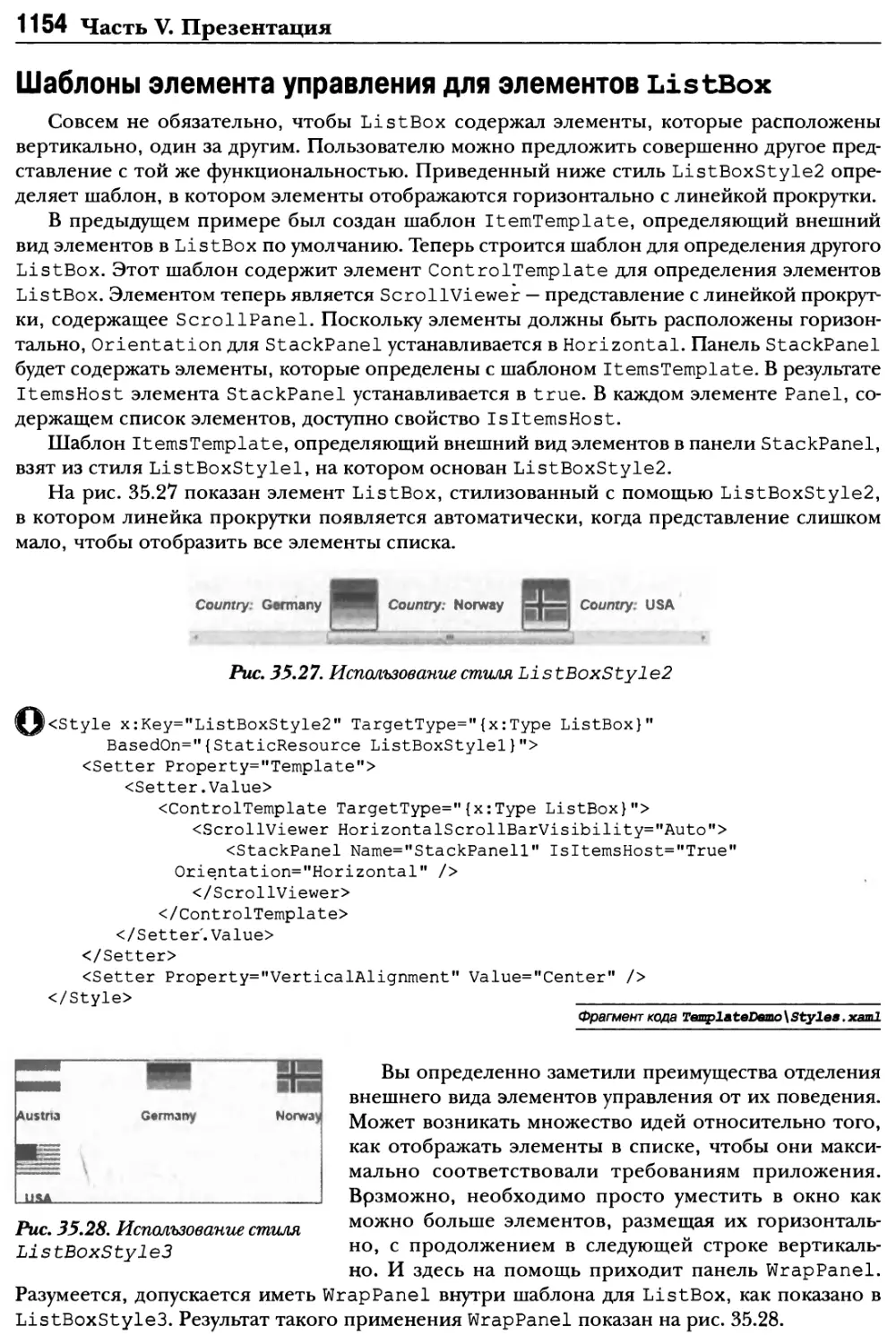 Шаблоны элемента управления для элементов Lis tBox