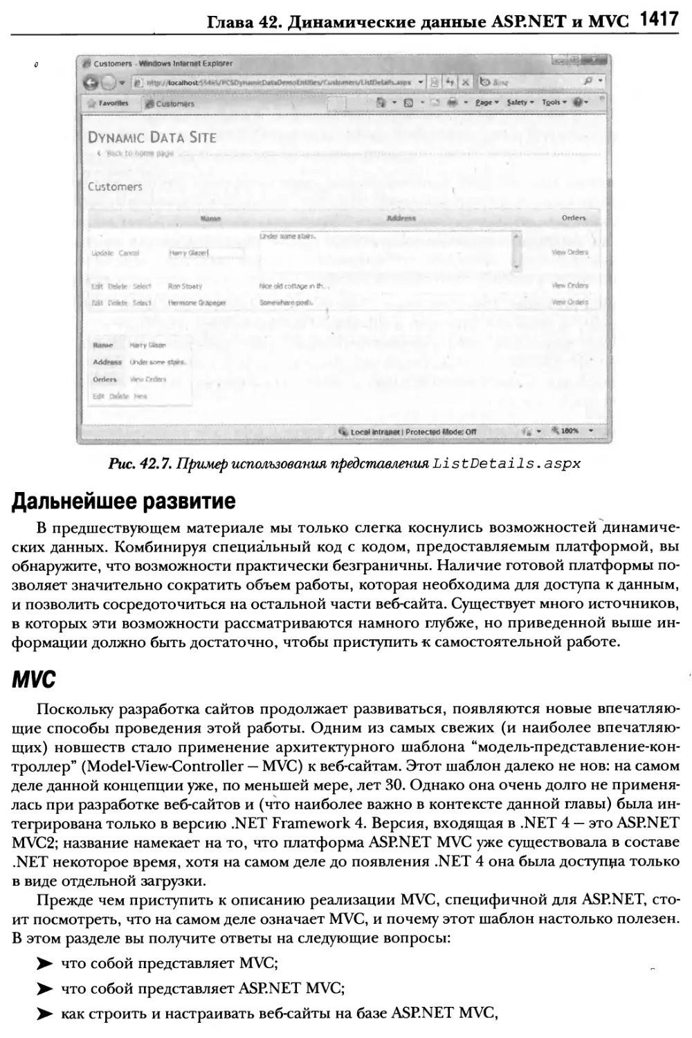 Дальнейшее развитие
MVC