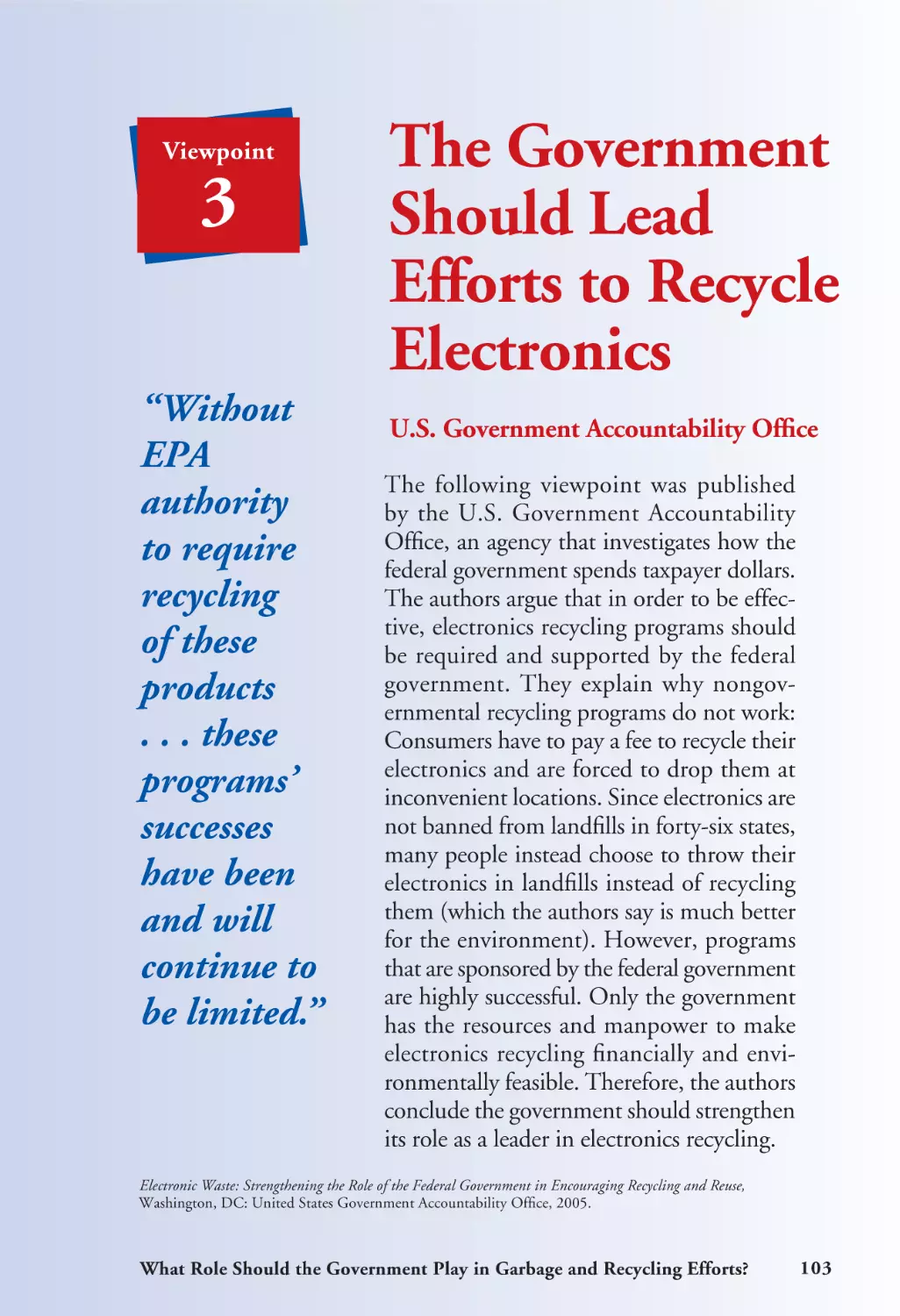 The Government Should Lead Efforts to Recycle Electronics