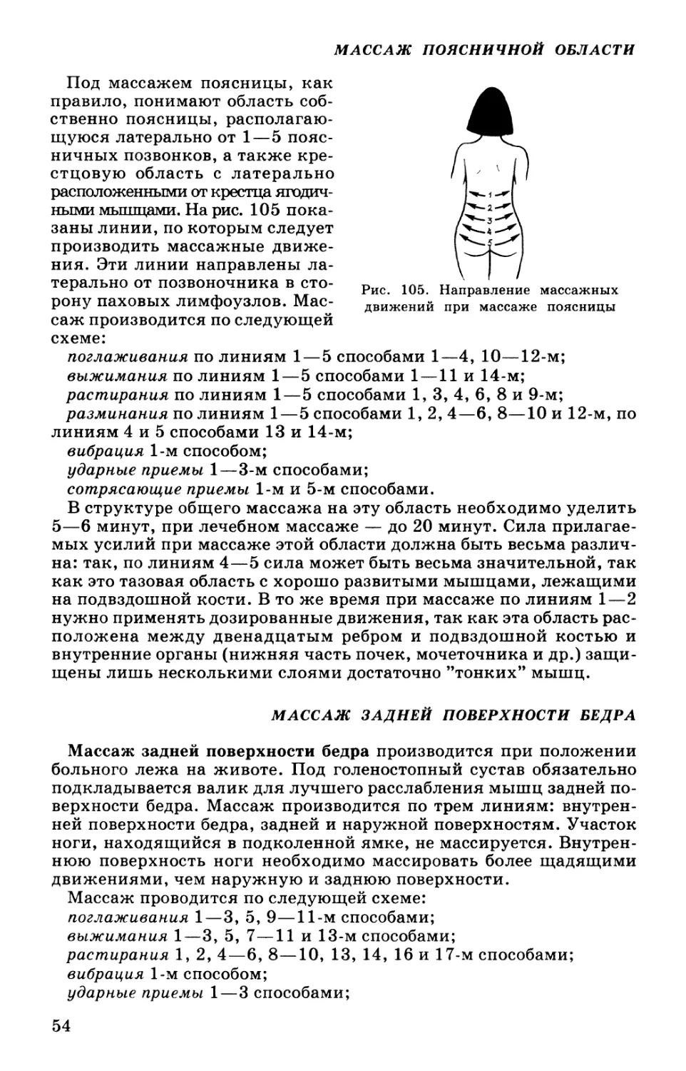 Массаж поясничной области
Массаж задней поверхности бедра