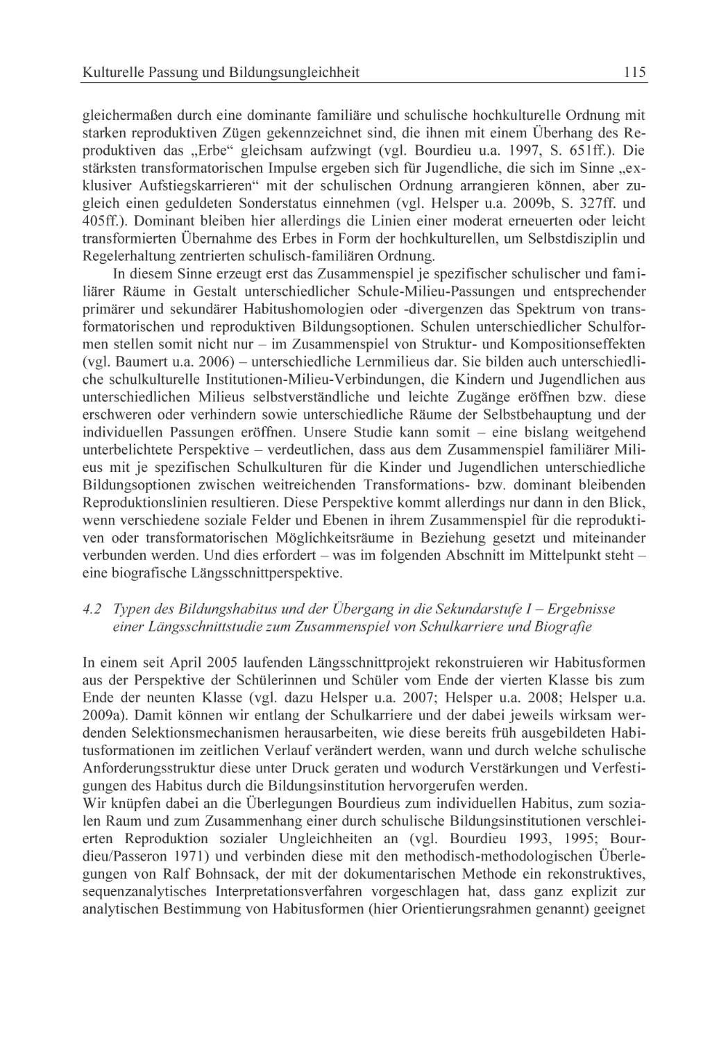 4.2 Typen des Bildungshabitus und der Übergang in die Sekundarstufe I