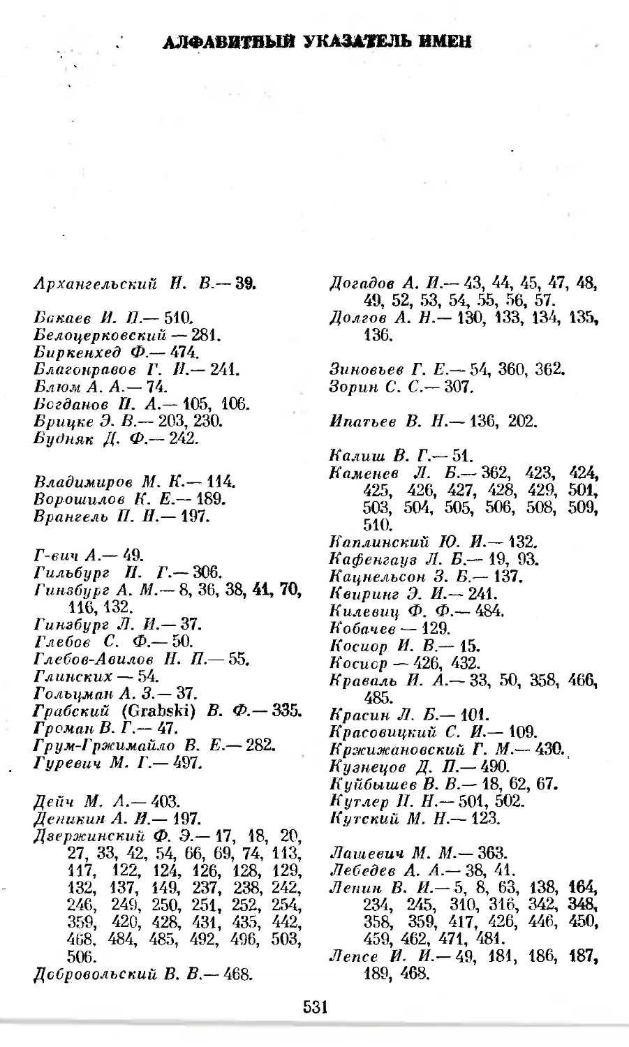 Алфавитный указатель имен