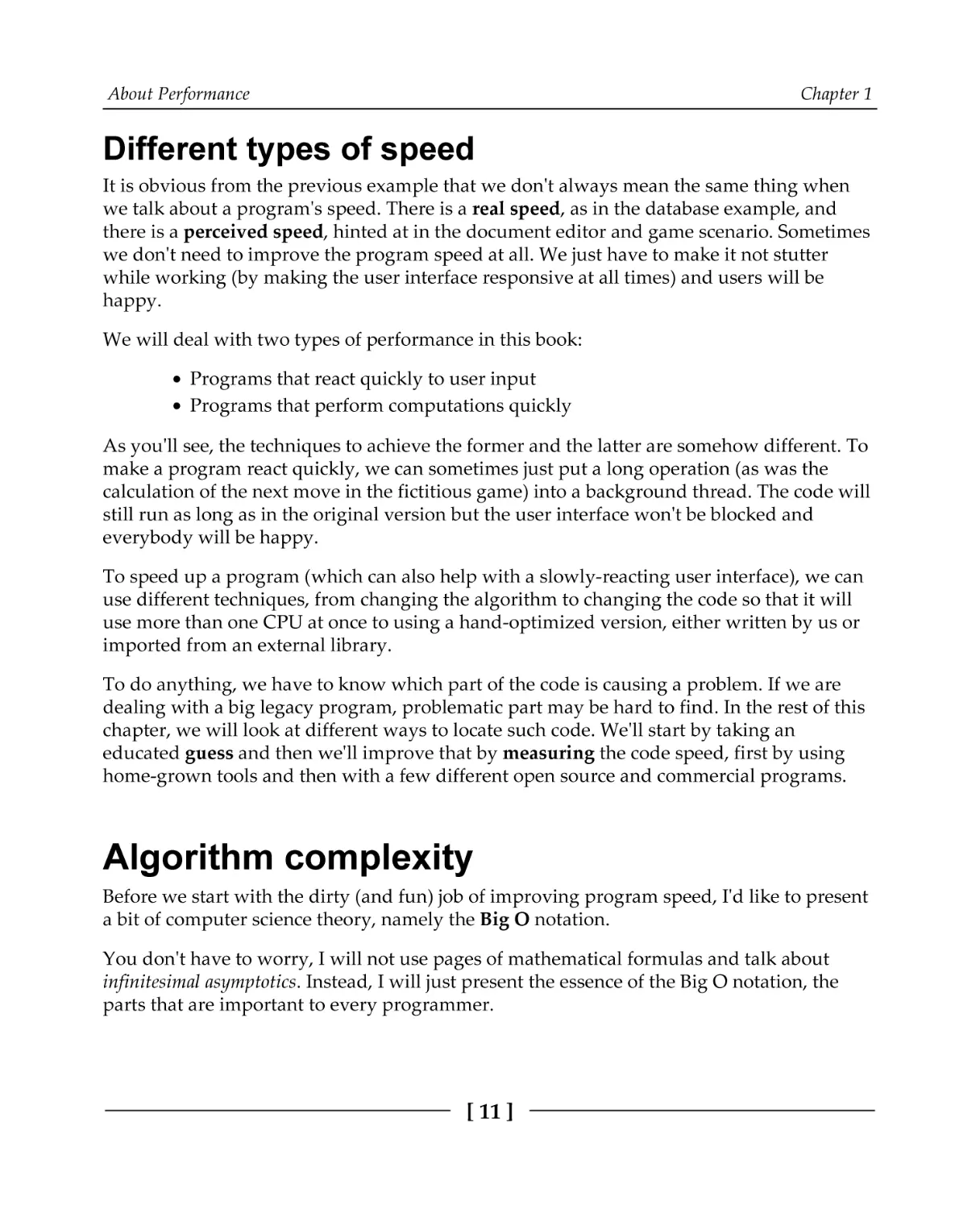 Different types of speed
Algorithm complexity