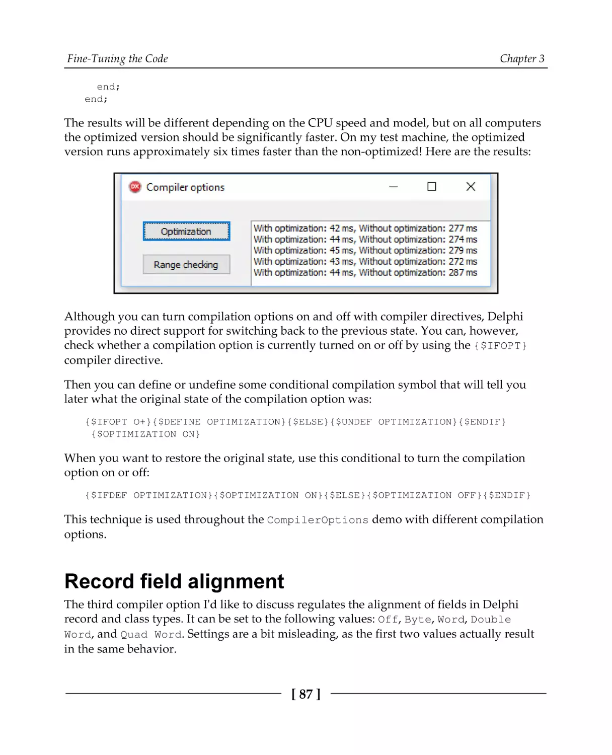 Record field alignment