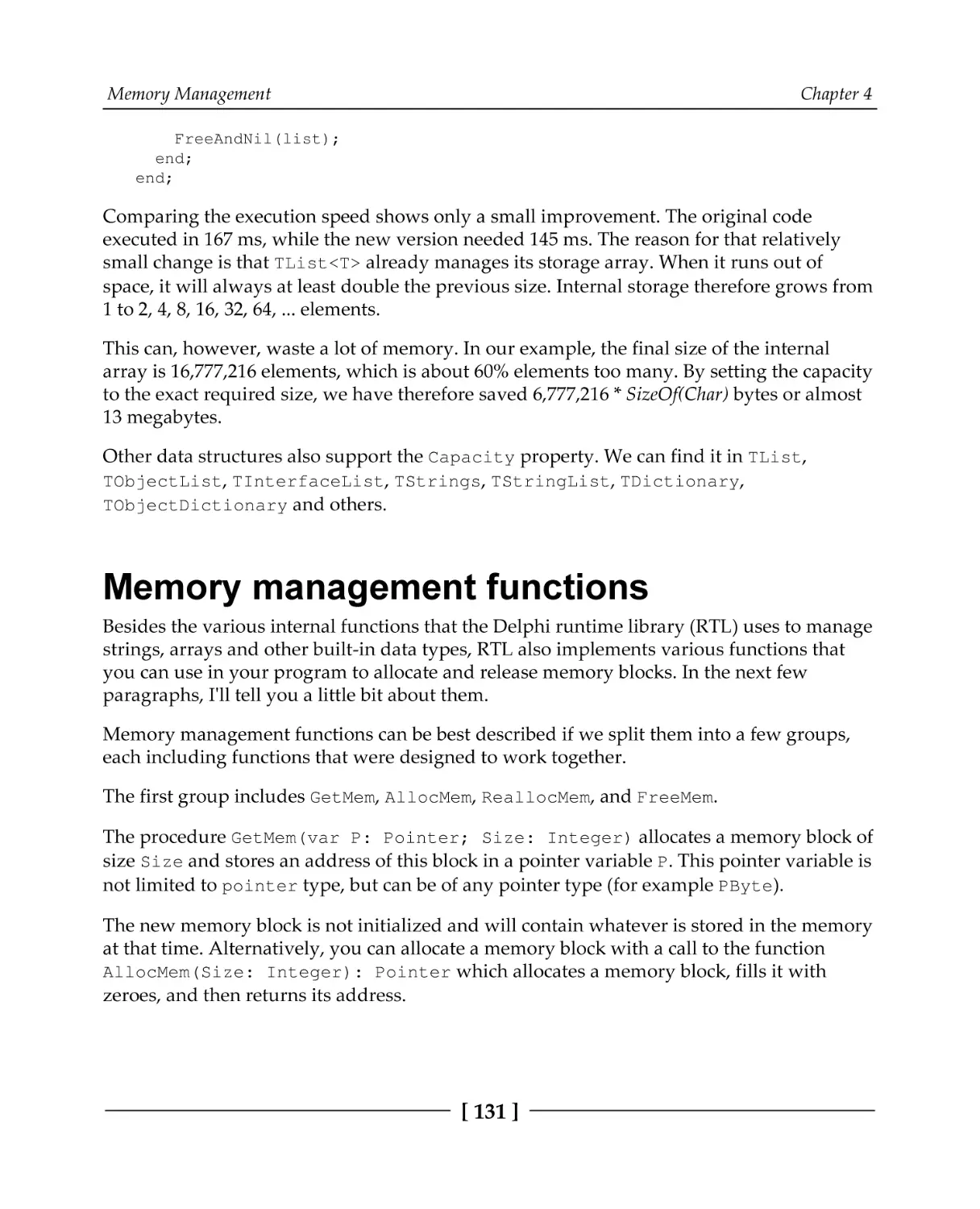 Memory management functions