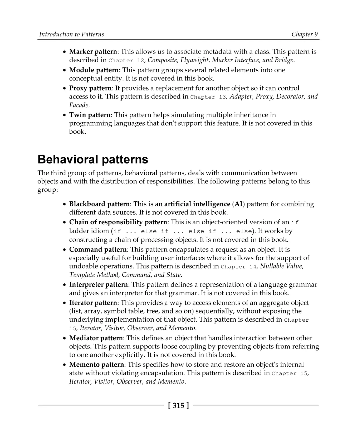 Behavioral patterns