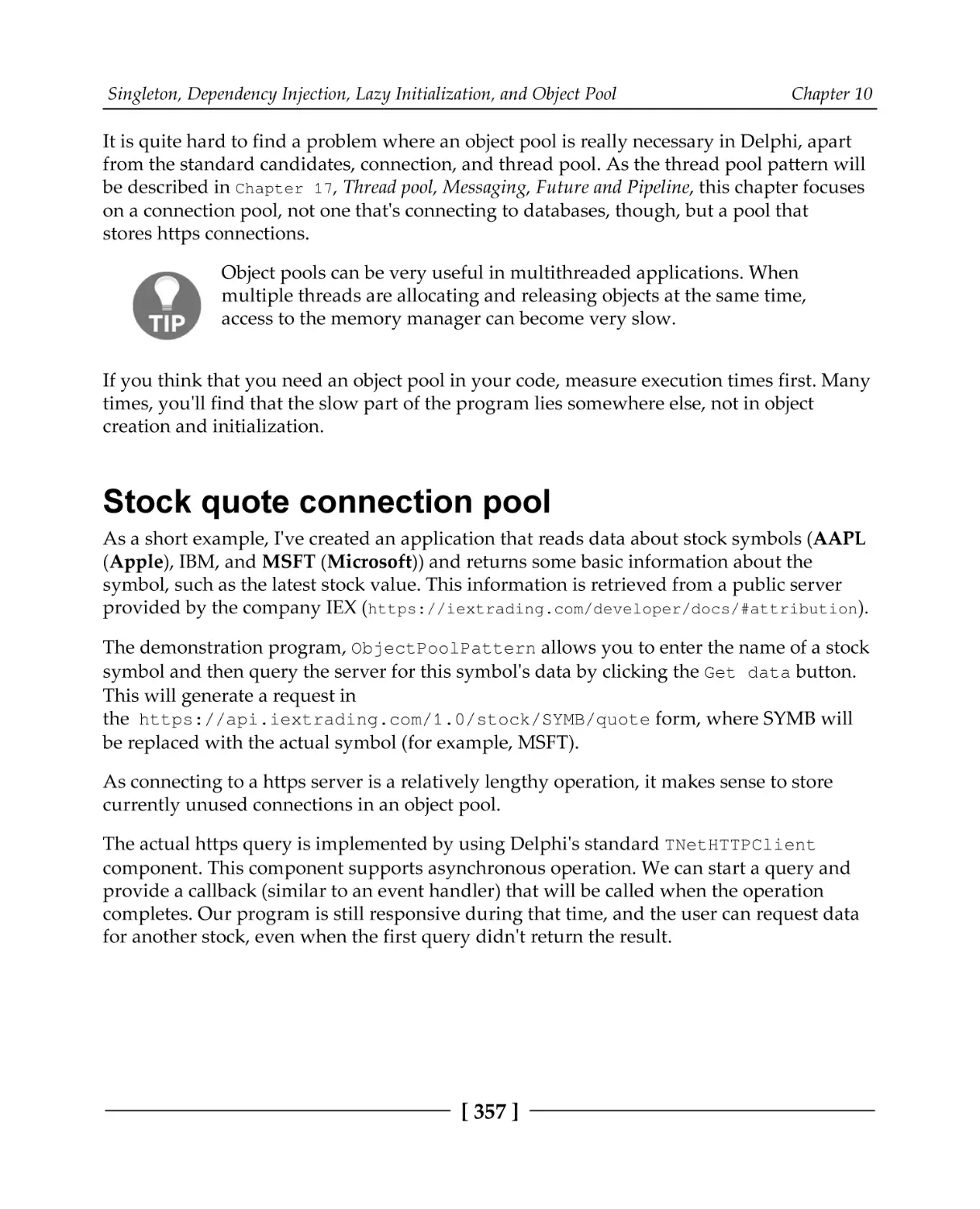 Stock quote connection pool