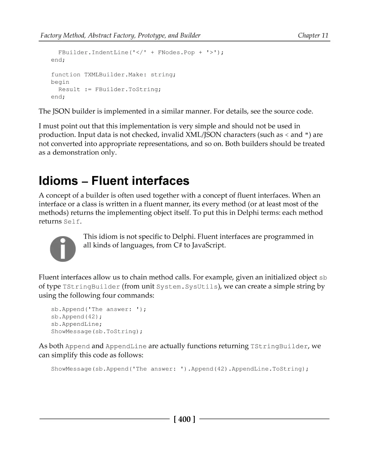 Idioms – Fluent interfaces