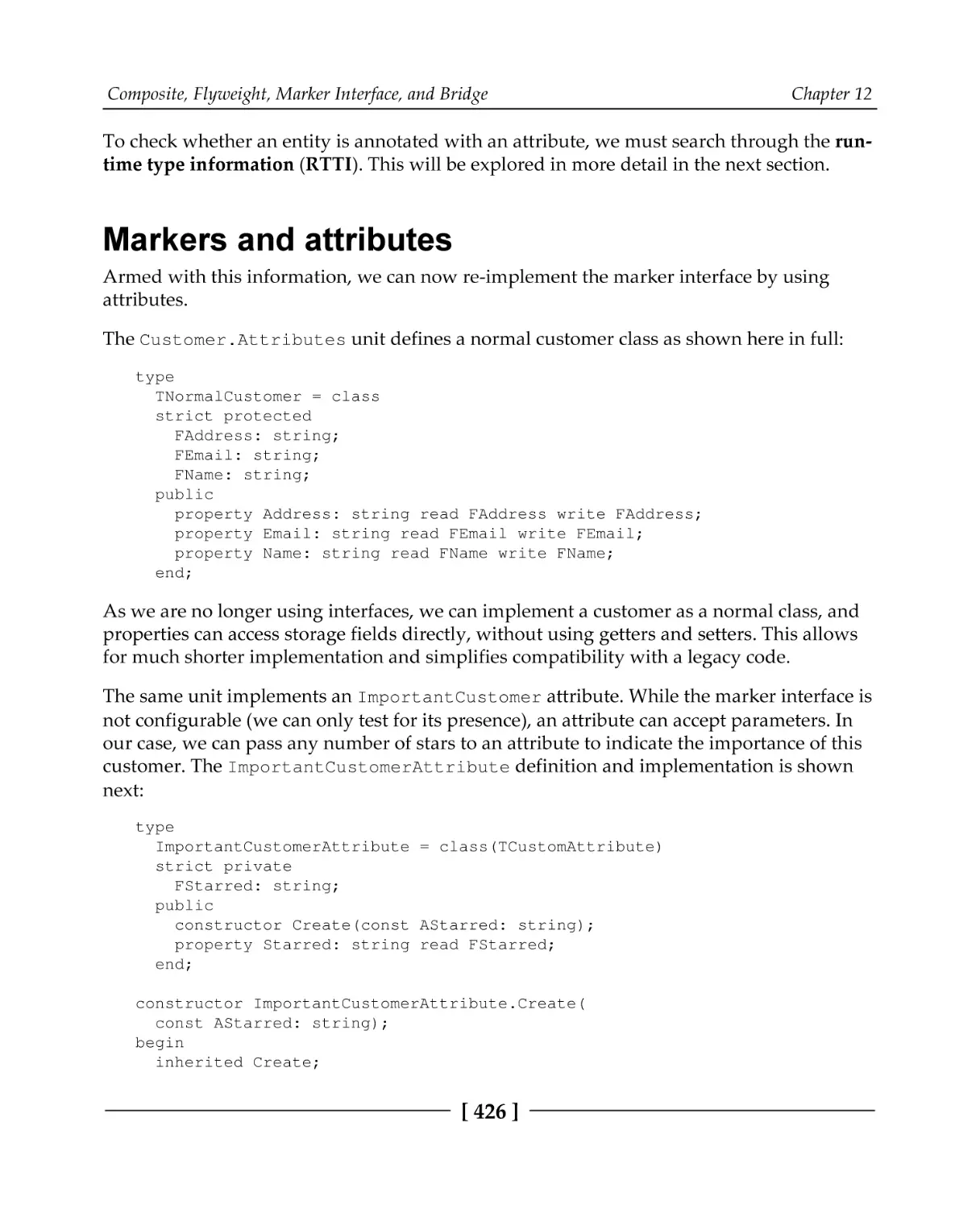 Markers and attributes