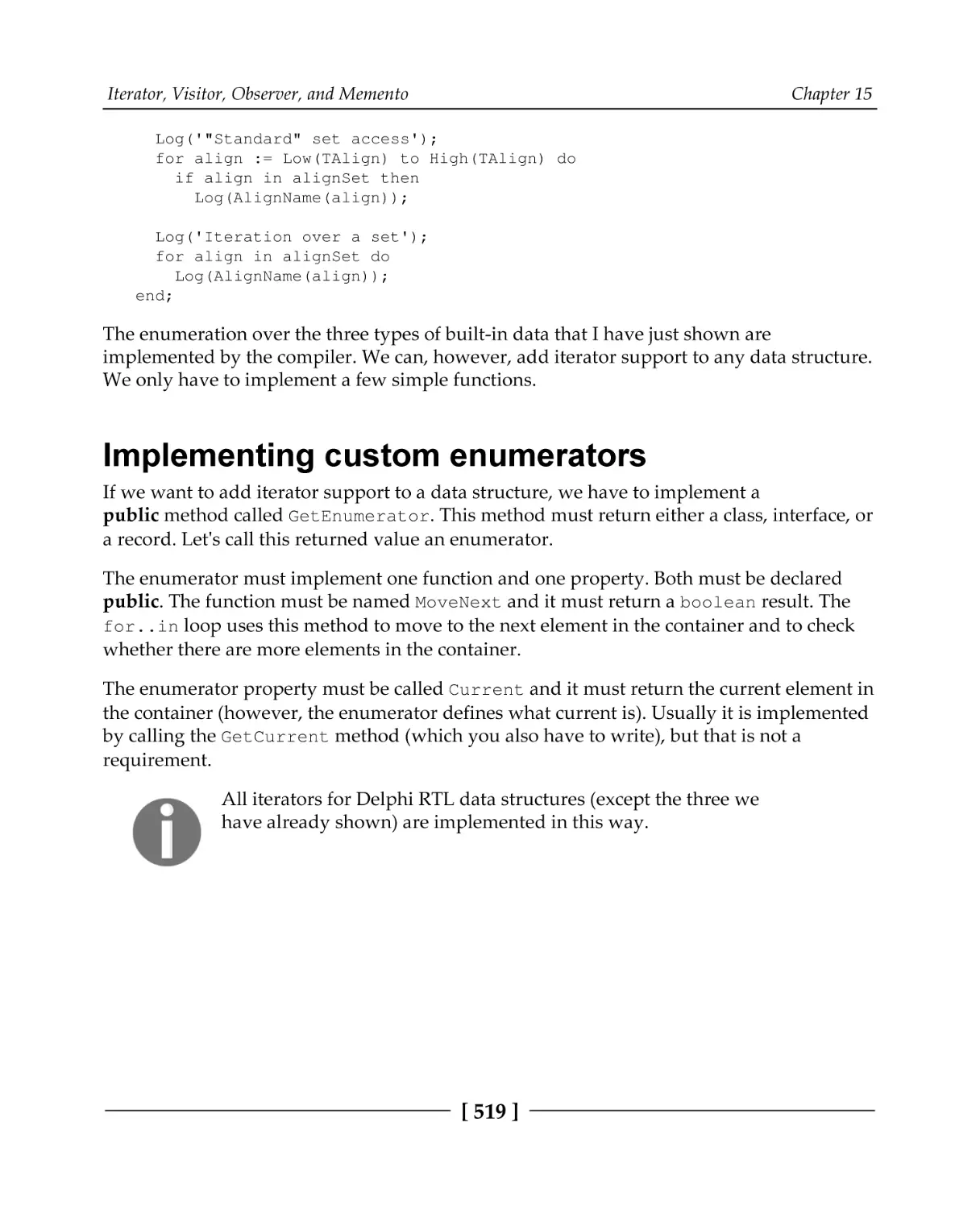 Implementing custom enumerators