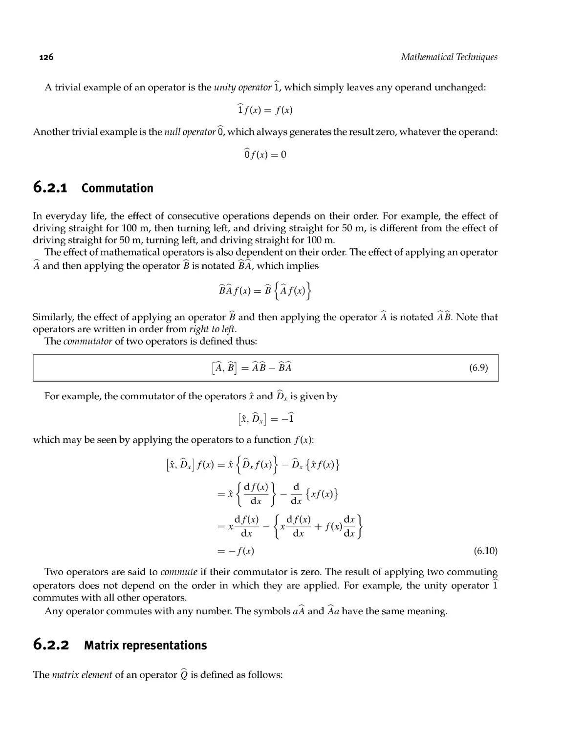 6.2.2 Matrix representations