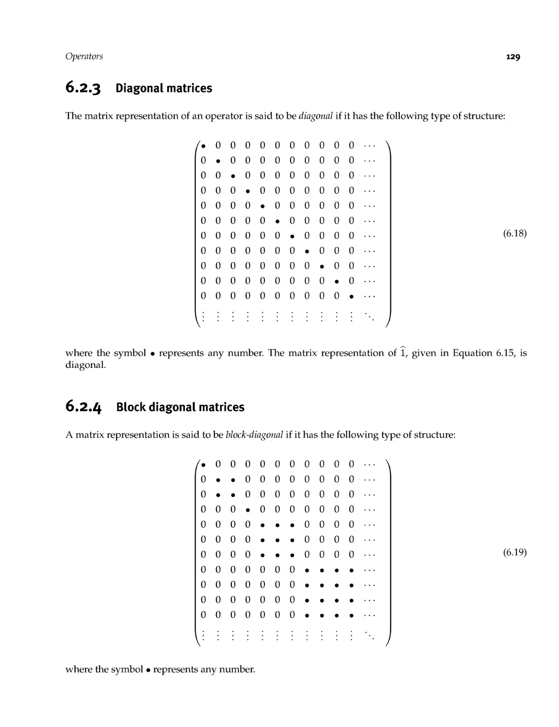 6.2.3 Diagonal matrices
6.2.4 Block diagonal matrices