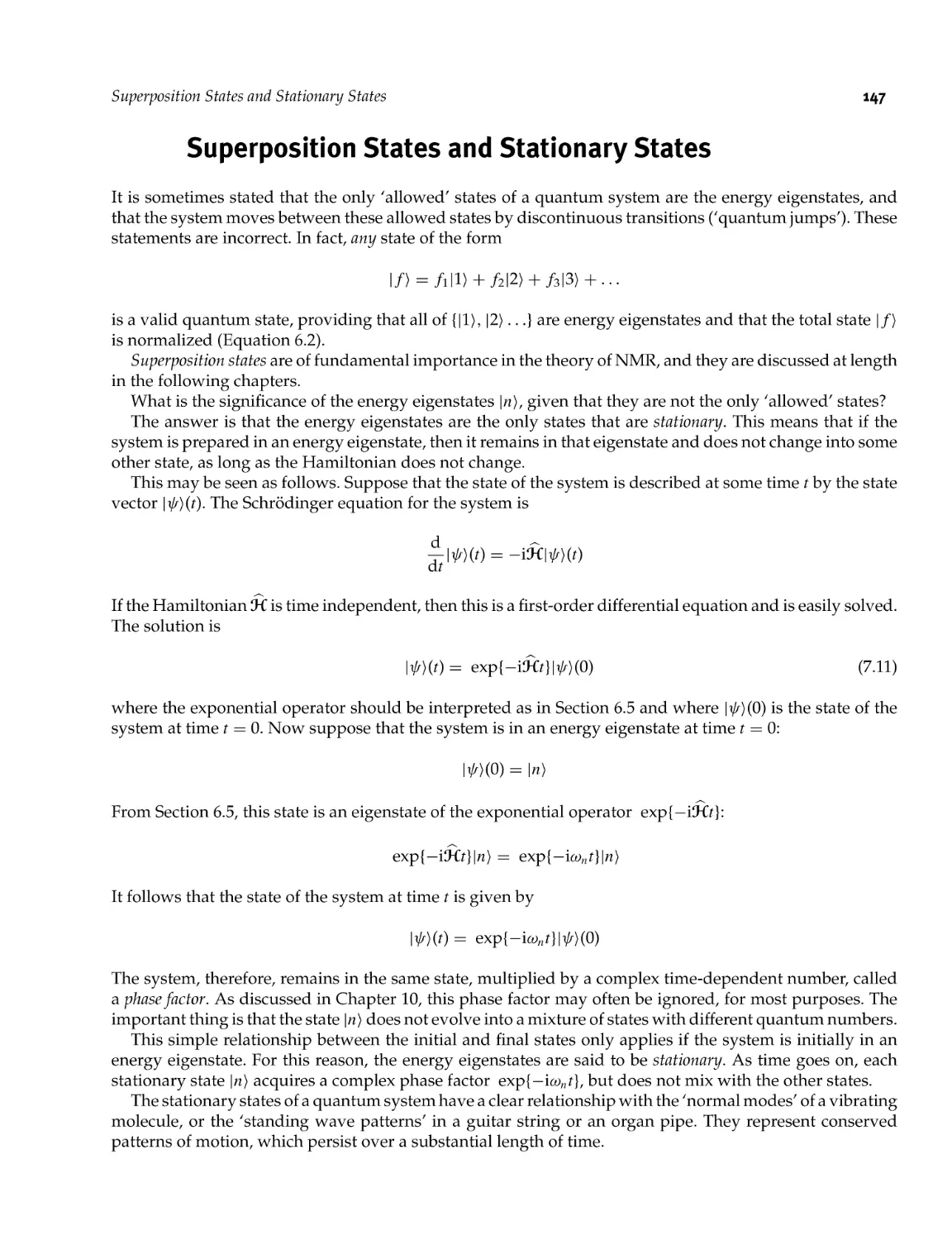 7.4 Superposition States and Stationary States